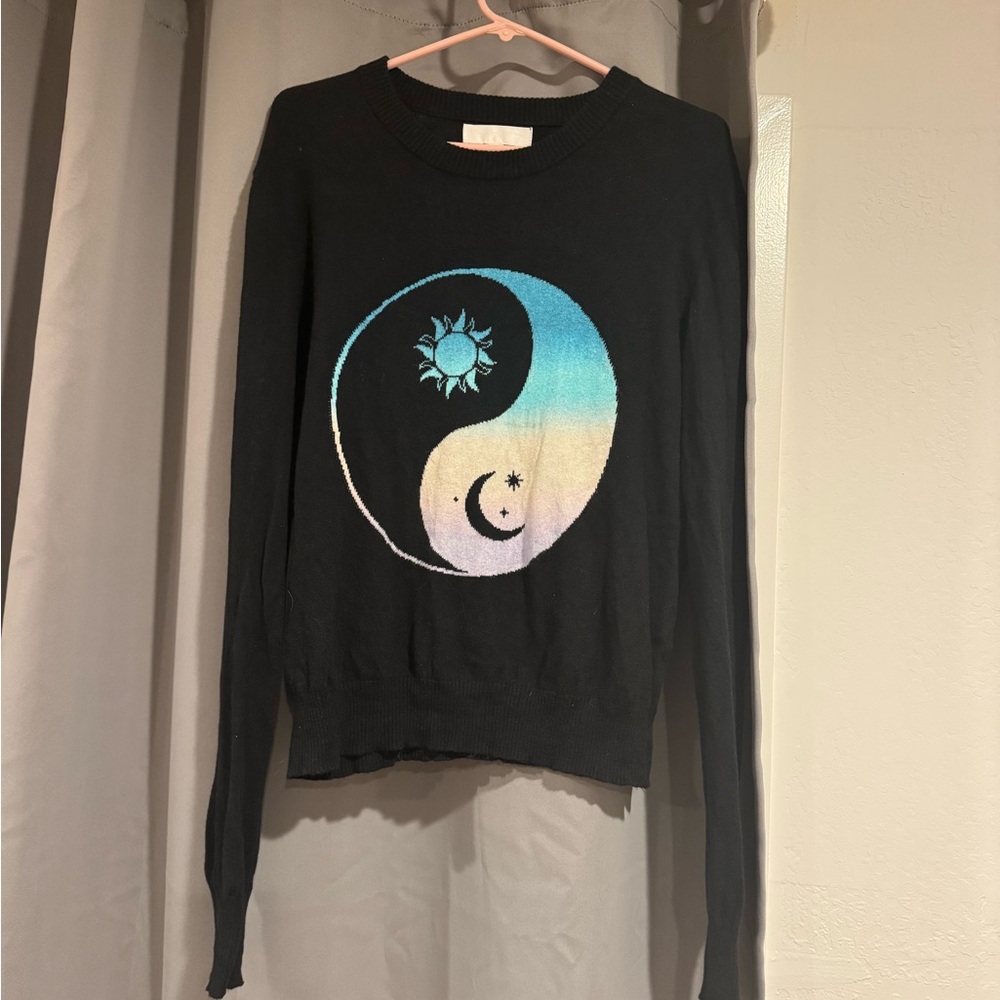 Spiritual Gangster Black Sweater with Yin Yang Design